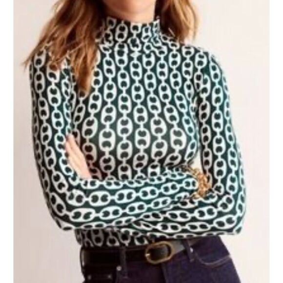 Boden Tops - Boden chain link lightweight fitted long sleeve turtleneck top